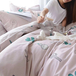 Pink  Abigails Cactus Succulent Pillow And Duvet Cover For Girls